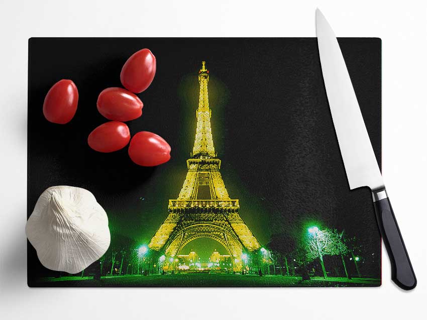 Paris Eiffel Tower Parade Glass Chopping Board