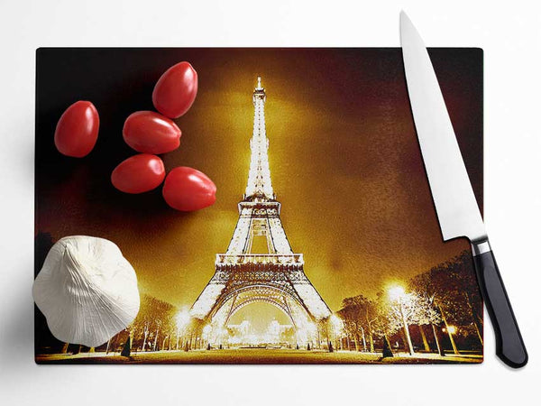 Paris Eiffel Tower Retro Glass Chopping Board