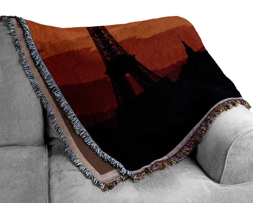 Paris Eiffel Tower Sun Blaze Woven Blanket