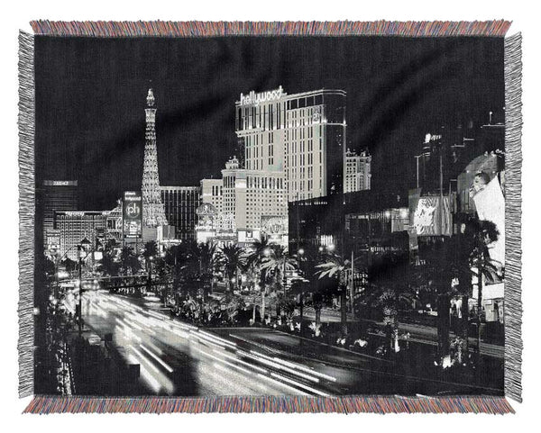 Paris Roads Night Lights B n W Woven Blanket