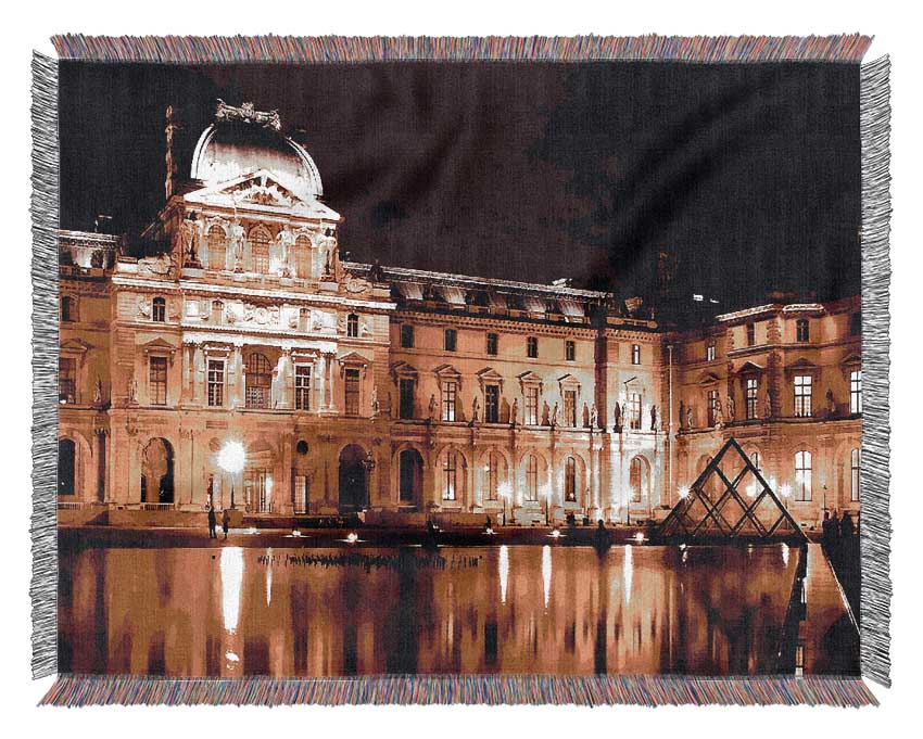 Paris The Louvre Lights At Night Woven Blanket