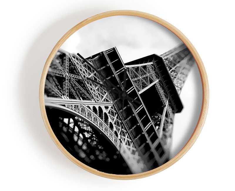 Paris Under The Eiffel Tower B n W Clock - Wallart-Direct UK