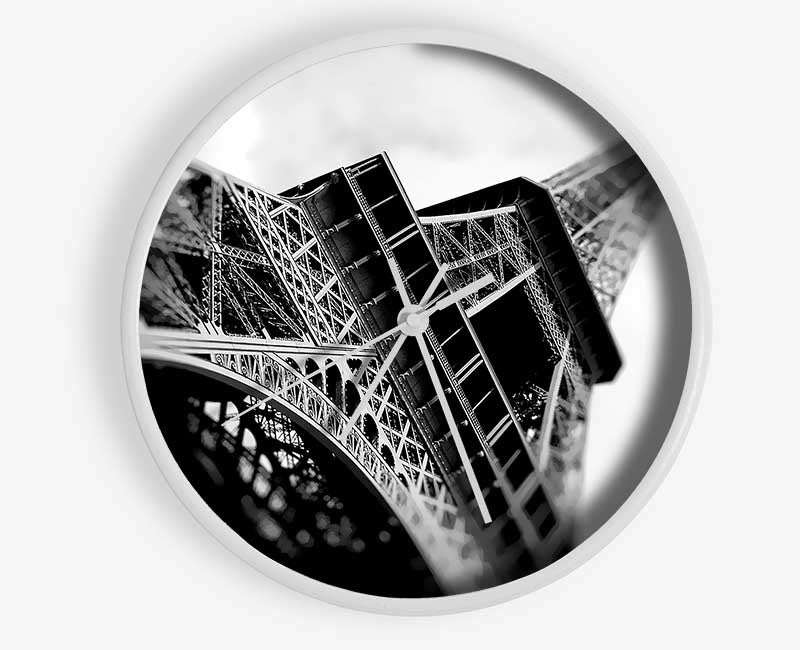 Paris Under The Eiffel Tower B n W Clock - Wallart-Direct UK