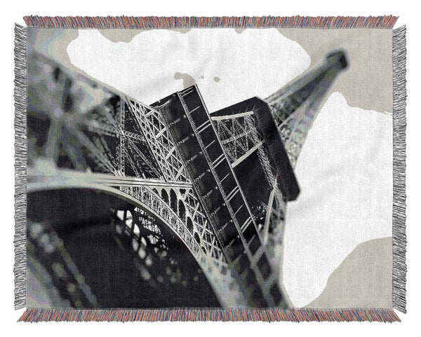 Paris Under The Eiffel Tower B n W Woven Blanket