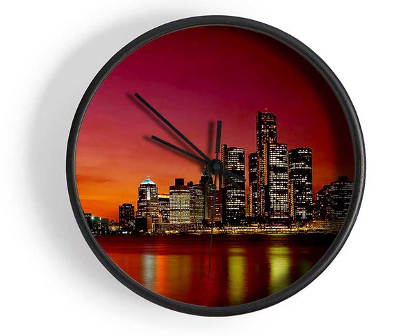 Pink City Lights Clock - Wallart-Direct UK