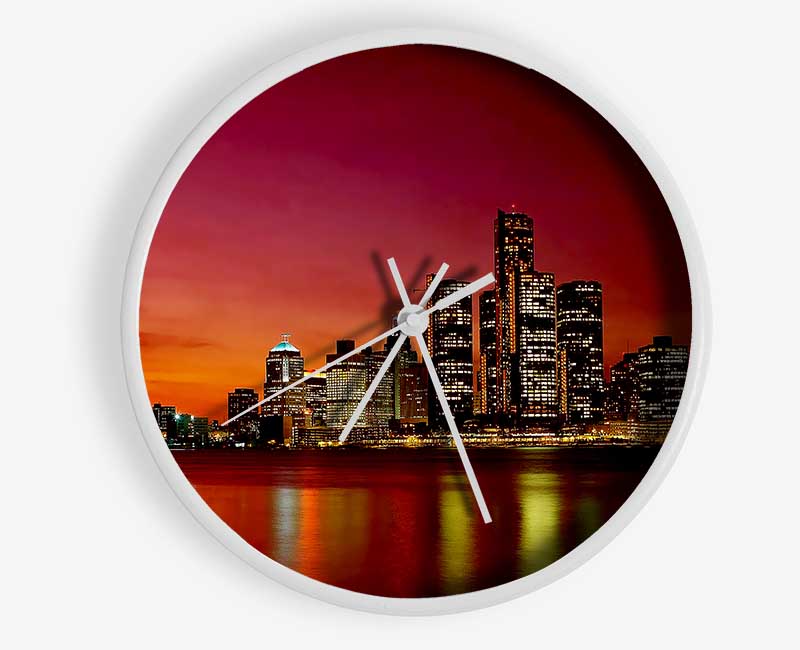 Pink City Lights Clock - Wallart-Direct UK