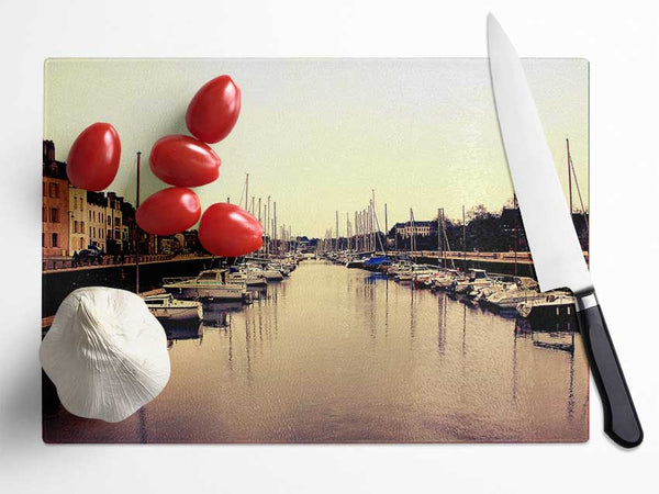 Port At Dusk Glass Chopping Board