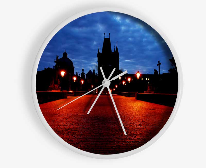 Prague Night Lights Clock - Wallart-Direct UK