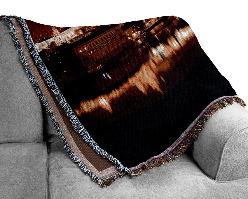 Purple City Reflections Woven Blanket