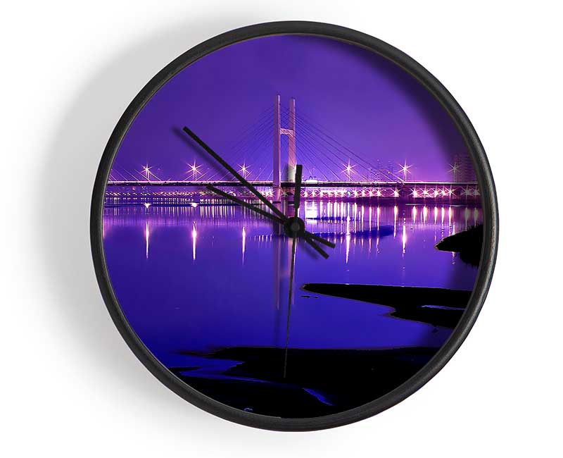 Purple Night Shoreline Clock - Wallart-Direct UK