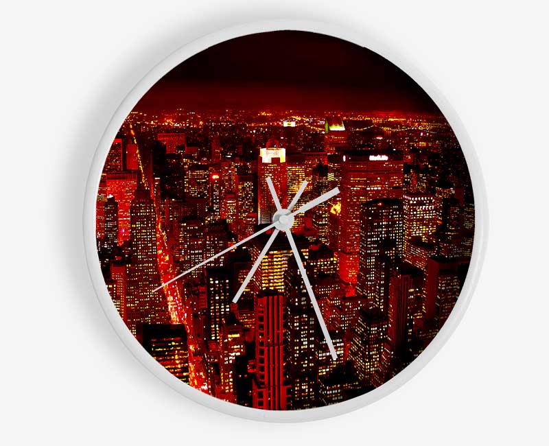 Red Glow City Clock - Wallart-Direct UK