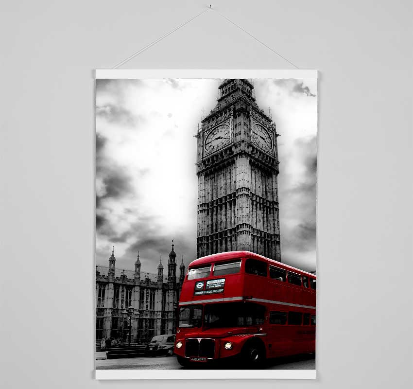 Red London Bus Big Ben B n W Hanging Poster - Wallart-Direct UK