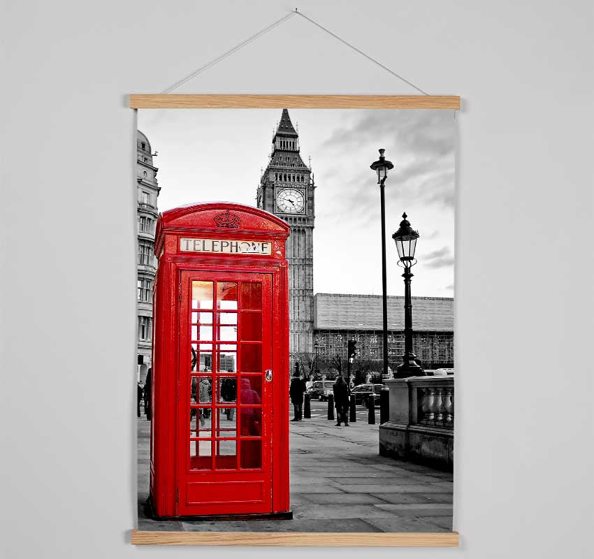 Red Phone Box Big Ben London Hanging Poster - Wallart-Direct UK