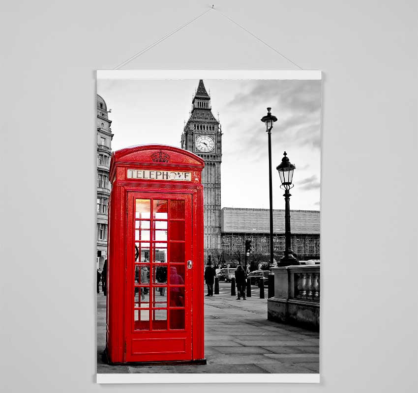 Red Phone Box Big Ben London Hanging Poster - Wallart-Direct UK