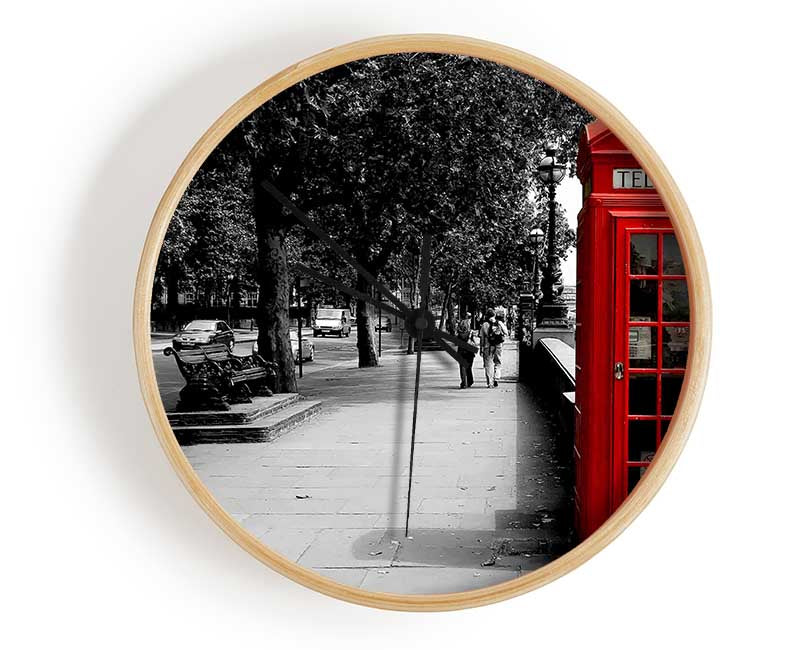 Red Phone Box London Clock - Wallart-Direct UK