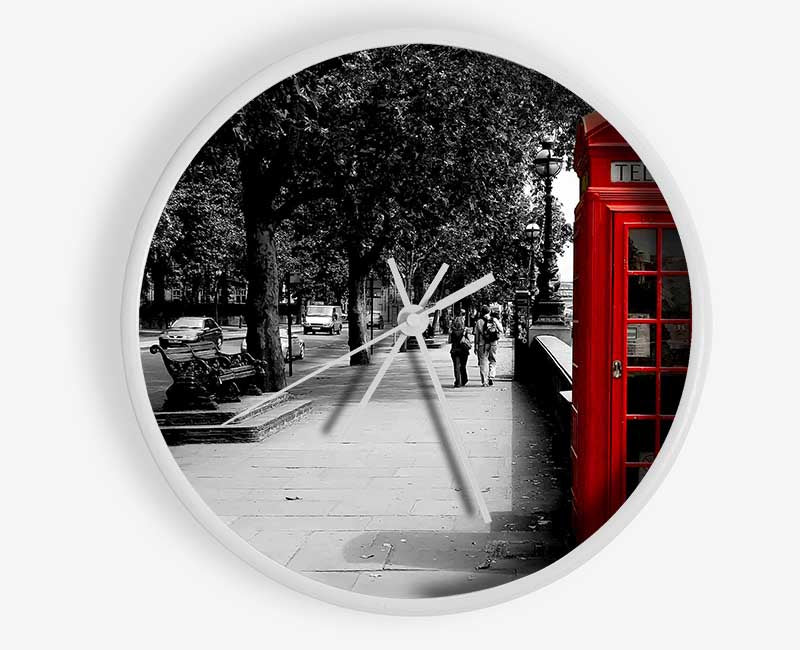 Red Phone Box London Clock - Wallart-Direct UK