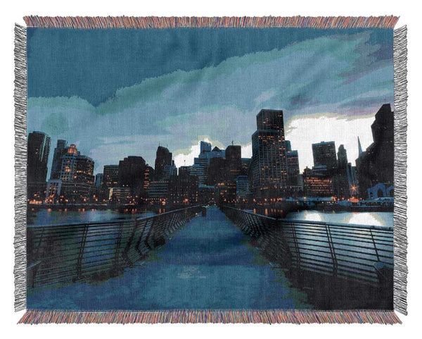 San Francisco At Dusk Woven Blanket