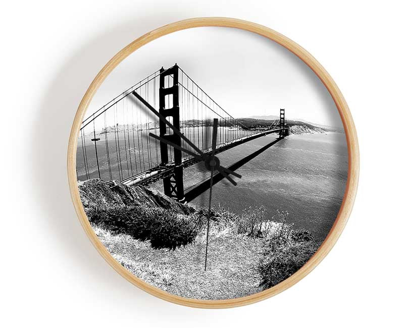 San Francisco Bridge B n W Across The Waters Clock - Wallart-Direct UK