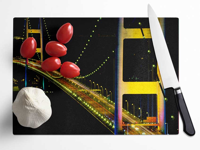 San Francisco Bridge Close-Up Glass Chopping Board