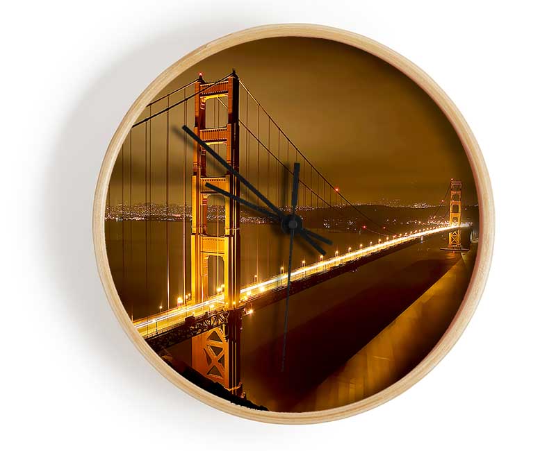 San Francisco Bridge Golden Mist Clock - Wallart-Direct UK