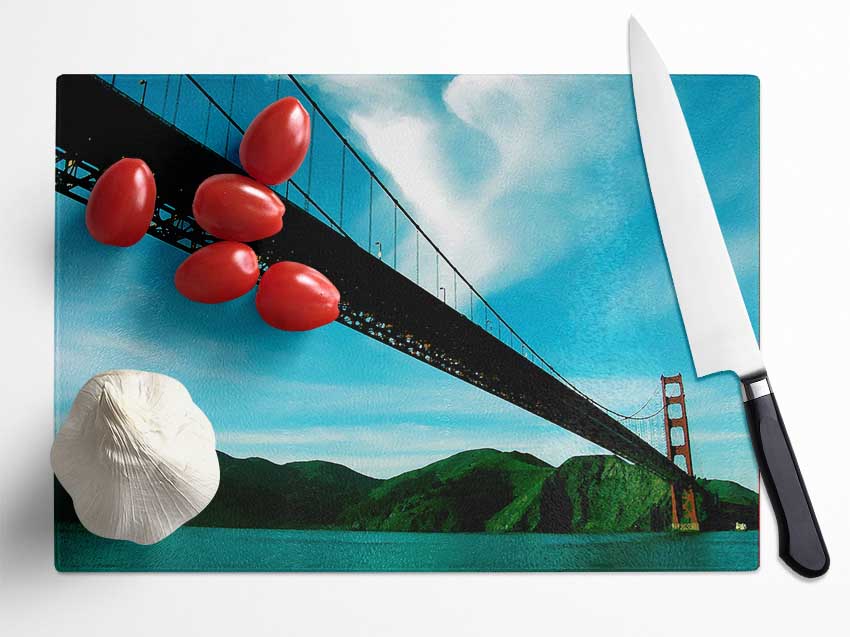 San Francisco Golden Gate Bridge Blue View Glass Chopping Board