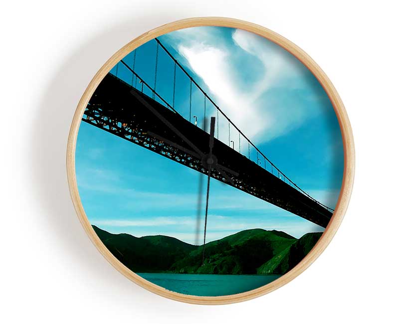 San Francisco Golden Gate Bridge Blue View Clock - Wallart-Direct UK