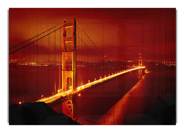 San Francisco Golden Gate Bridge Rotes Leuchten