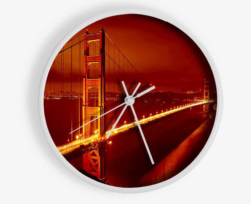 San Francisco Golden Gate Bridge Red Glow Clock - Wallart-Direct UK