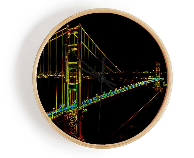 San francisco Bridge Psychedelic Clock - Wallart-Direct UK