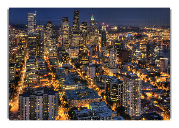 Seattle bei Nacht von der Space Needle HDR