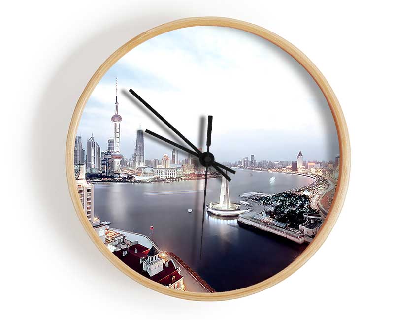 Shanghai Skyline Clock - Wallart-Direct UK