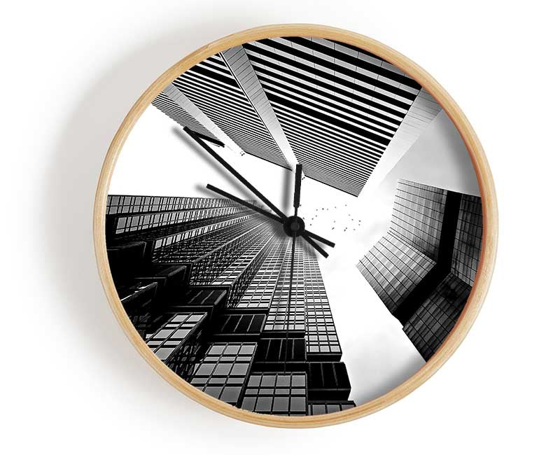 Skyscrapers In Black And White Clock - Wallart-Direct UK