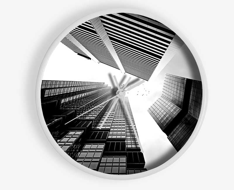 Skyscrapers In Black And White Clock - Wallart-Direct UK