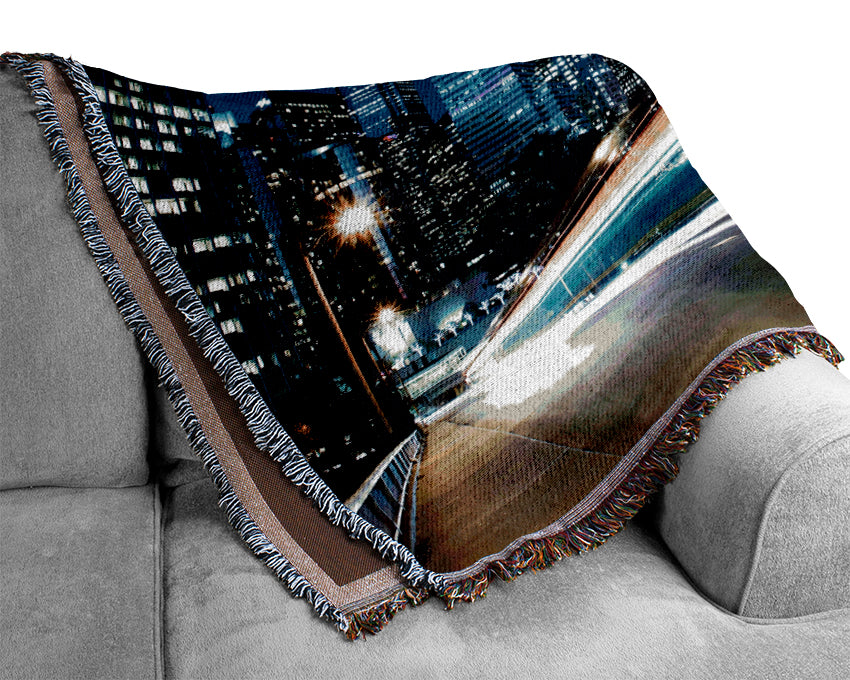 Speedway Through The City Woven Blanket