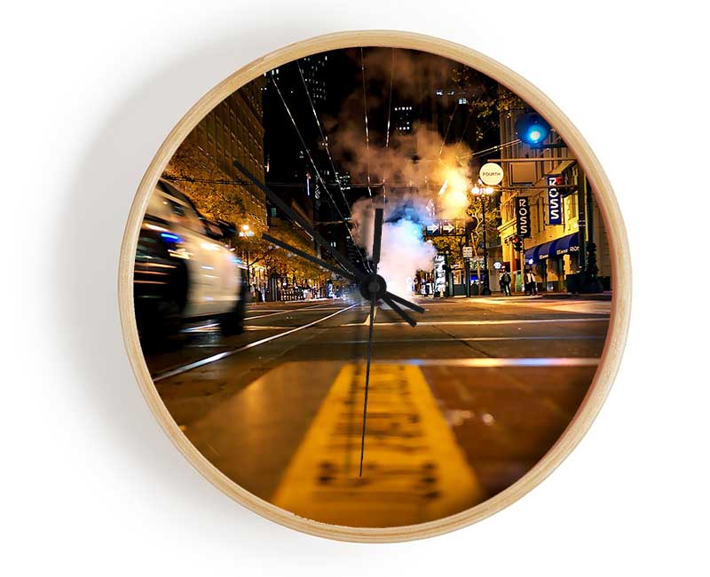 Street In New York At Night Clock - Wallart-Direct UK