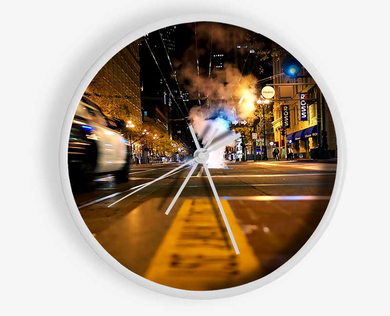 Street In New York At Night Clock - Wallart-Direct UK