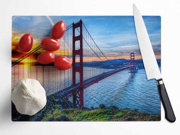 Sunrise At San Francisco Glass Chopping Board