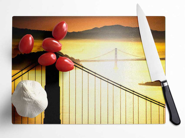 Sunrise Over San Francisco Bay Glass Chopping Board