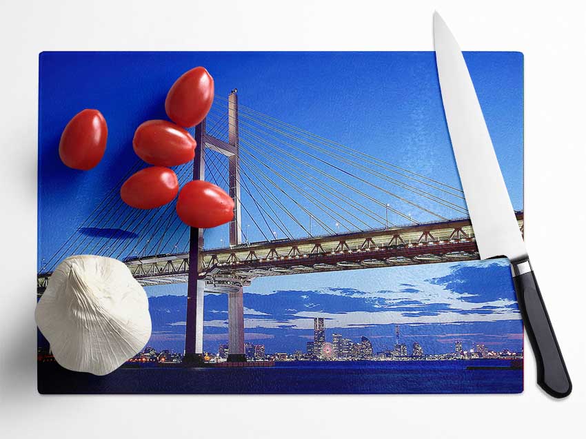 Suspension Bridge Nights Glass Chopping Board