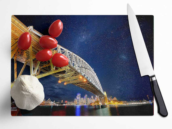 Sydney Bridge Nights Glass Chopping Board