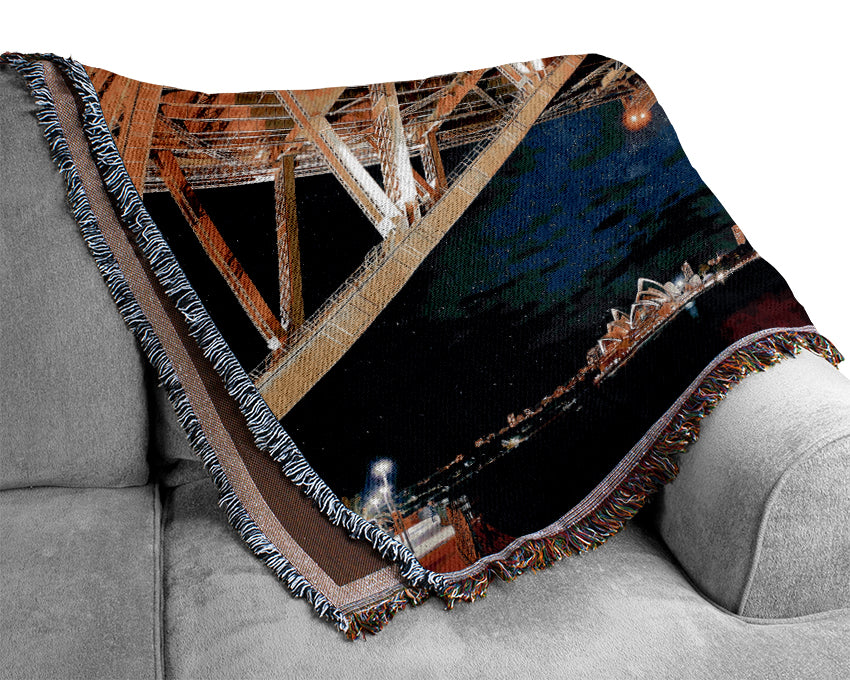 Sydney Bridge Nights Woven Blanket