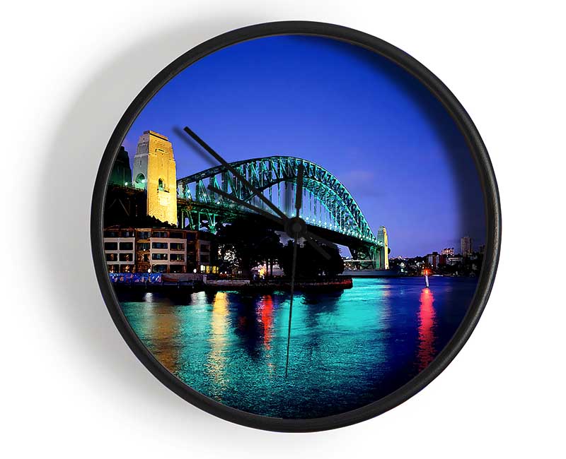 Sydney Harbour Bridge Blue Glow Clock - Wallart-Direct UK