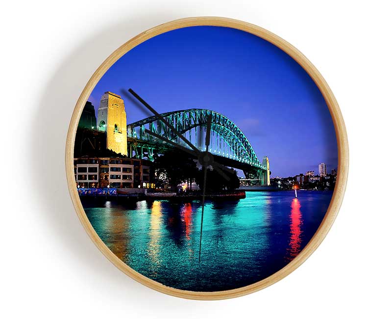 Sydney Harbour Bridge Blue Glow Clock - Wallart-Direct UK