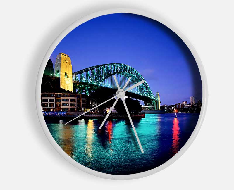 Sydney Harbour Bridge Blue Glow Clock - Wallart-Direct UK