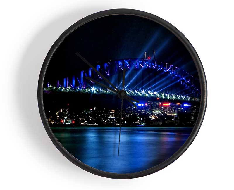 Sydney Harbour Bridge Blue Light Clock - Wallart-Direct UK