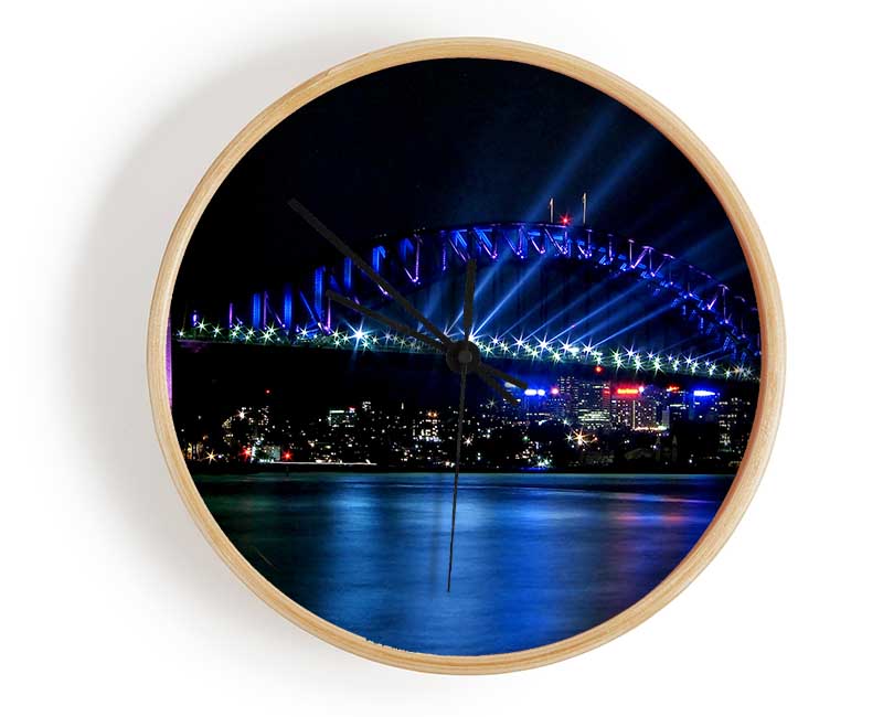 Sydney Harbour Bridge Blue Light Clock - Wallart-Direct UK