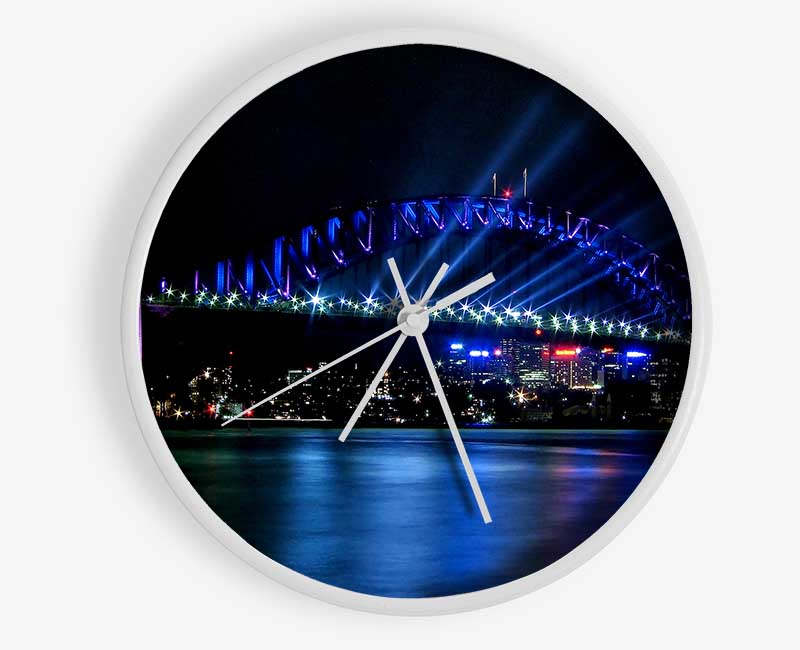 Sydney Harbour Bridge Blue Light Clock - Wallart-Direct UK