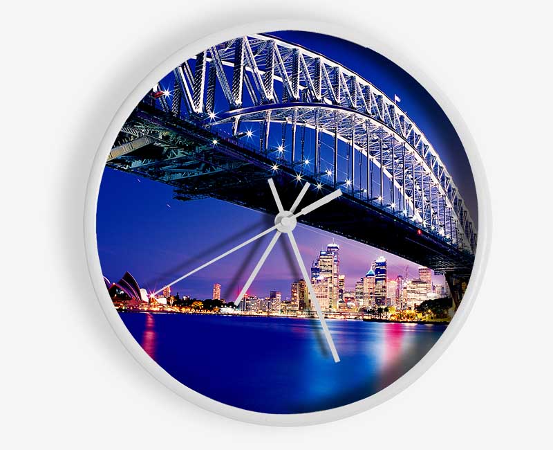 Sydney Harbour Bridge Blue Night Clock - Wallart-Direct UK