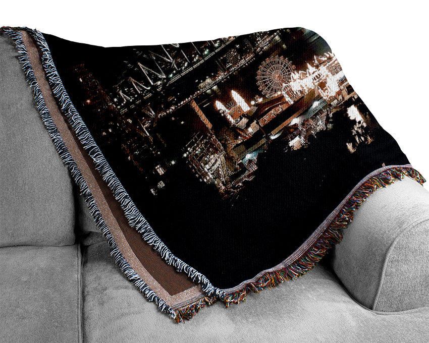 Sydney Harbour Bridge Evening Glow Woven Blanket