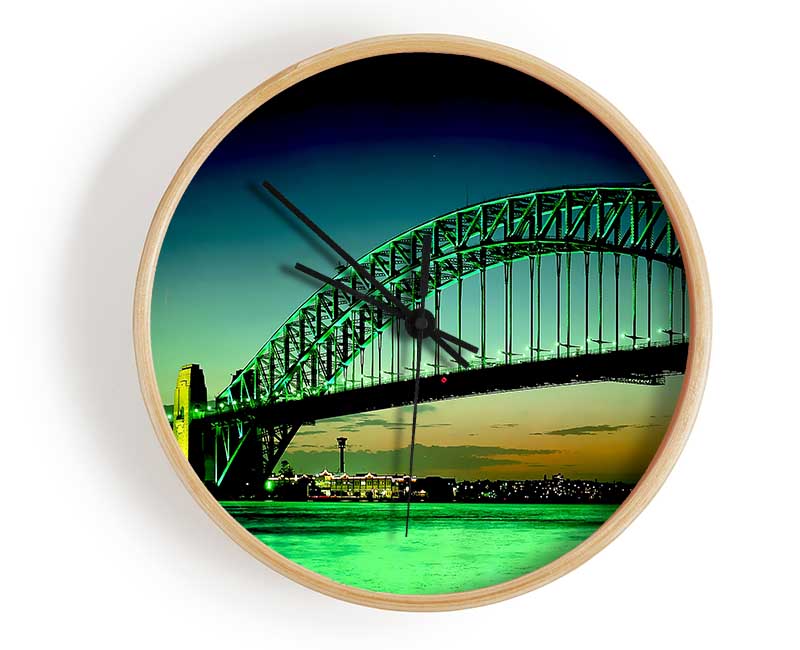 Sydney Harbour Bridge Green Cast Clock - Wallart-Direct UK